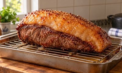 A capa de gordura protege a picanha no forno e ajuda a segurar a umidade das fibras
