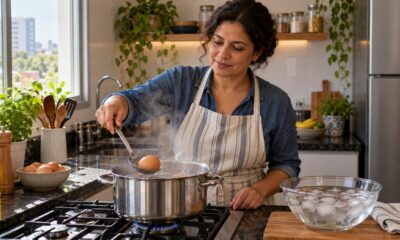 Chefs recomendam baixar os ovos na água já fervente e depois transferi-los para a água gelada