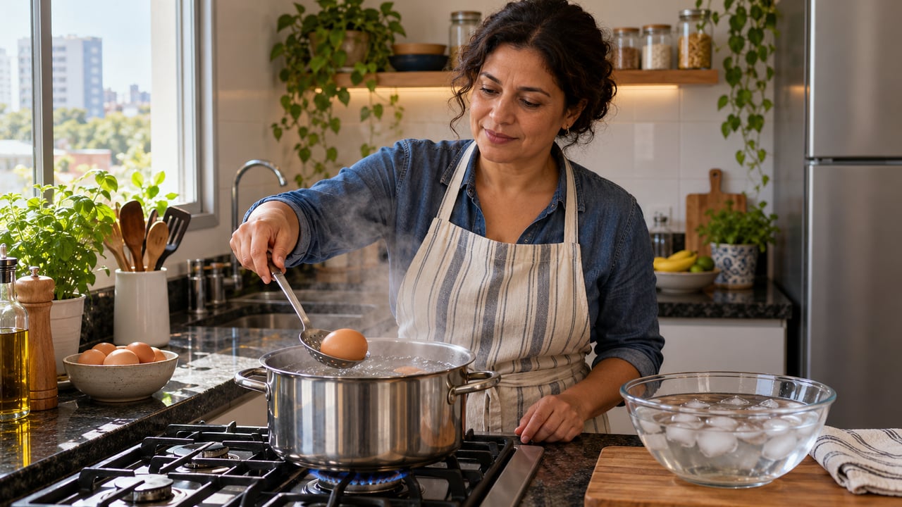 Chefs recomendam baixar os ovos na água já fervente e depois transferi-los para a água gelada