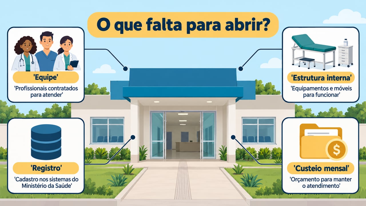Para abrir, uma UBS precisa de equipe, equipamentos, móveis, registro e custeio mensal
