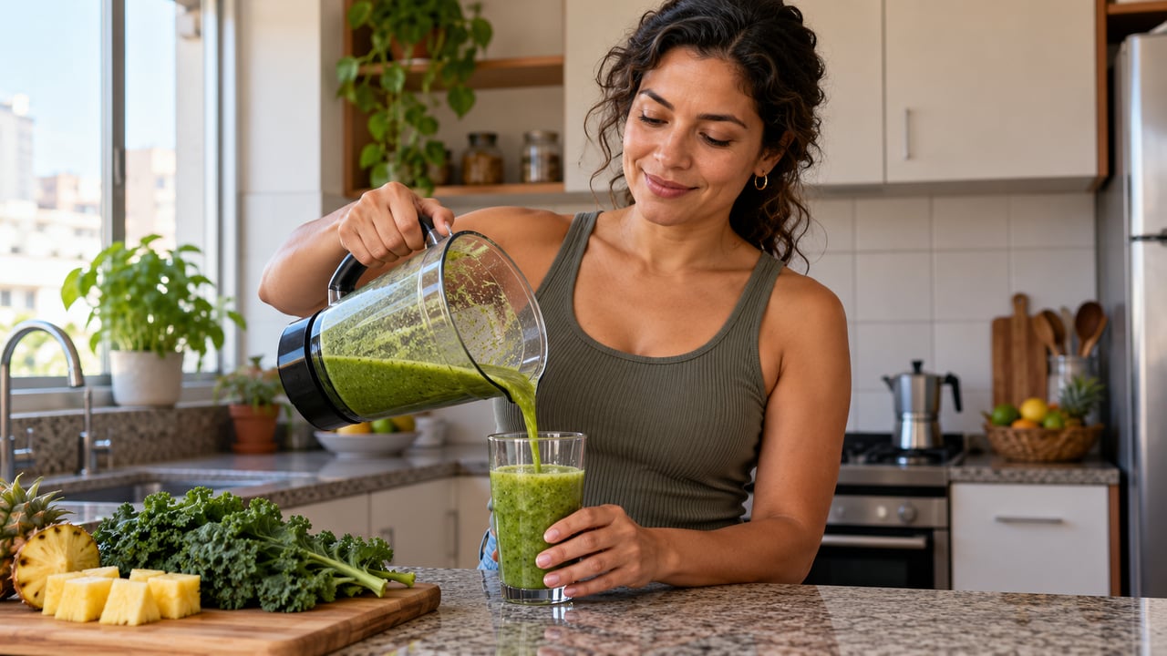 Suco verde de couve com abacaxi ajuda a incluir folhas e frutas na rotina, mas não substitui refeição