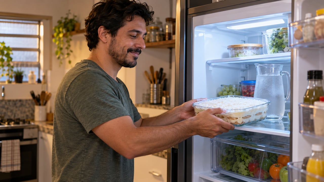 Por levar laticínios, o gelado deve ficar coberto na geladeira e ser servido direto de lá