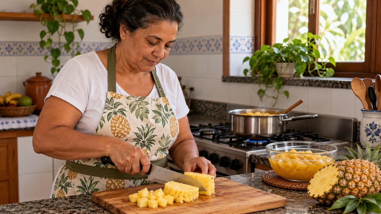 Cozinhar o abacaxi antes de juntar os laticínios evita a ação da bromelina, enzima que quebra proteínas