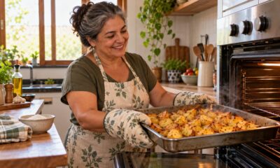 Duas colheres de amido de milho e pouco óleo deixam a batata assada dourada e crocante