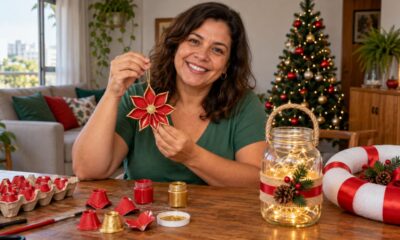 Caixa de ovos, pote de vidro e macarrão de piscina viram enfeites de Natal com cara de loja e custo baixo