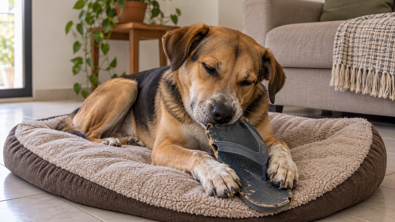 O cheiro do tutor no chinelo pode ser o que atrai o cão, sinal de vínculo afetivo