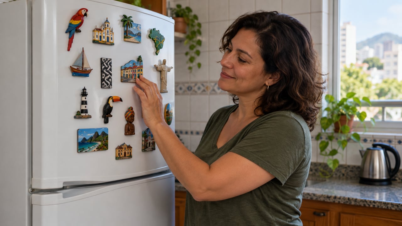 Ímãs de geladeira podem funcionar como lembranças visíveis que ajudam a sustentar a identidade
