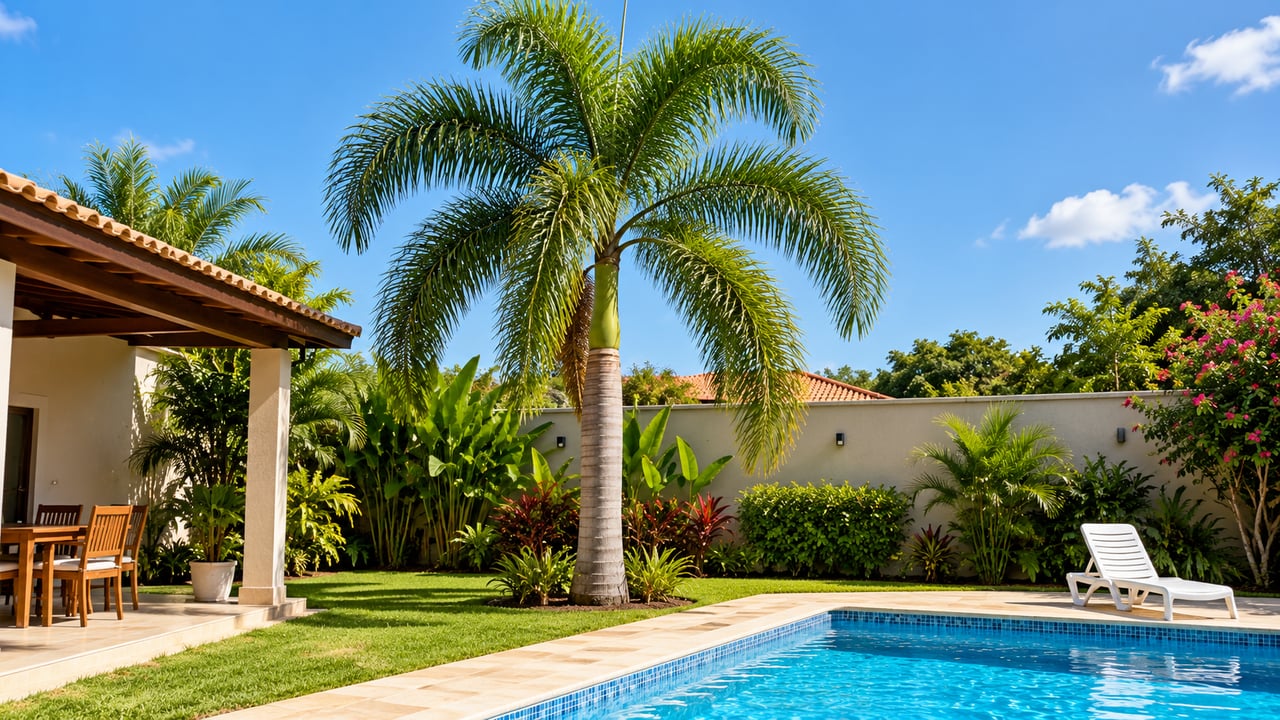 A rabo-de-raposa descarta sozinha as folhas mortas, o que facilita a limpeza da área da piscina