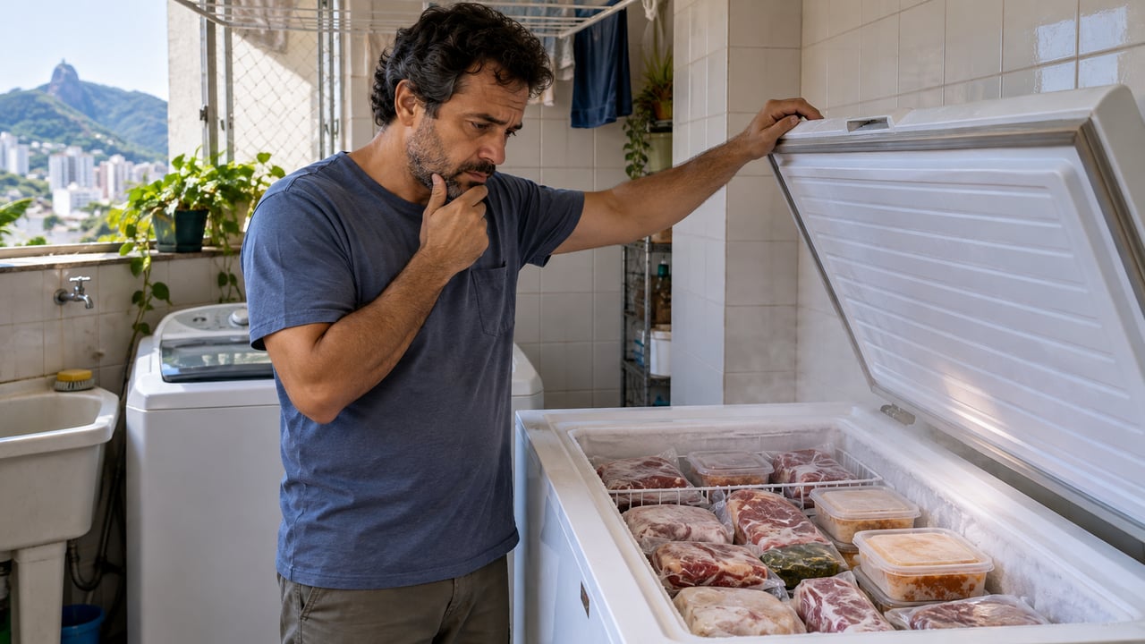 Um freezer extra fica ligado 24 horas por dia e o consumo dele aparece todo mês na conta de luz