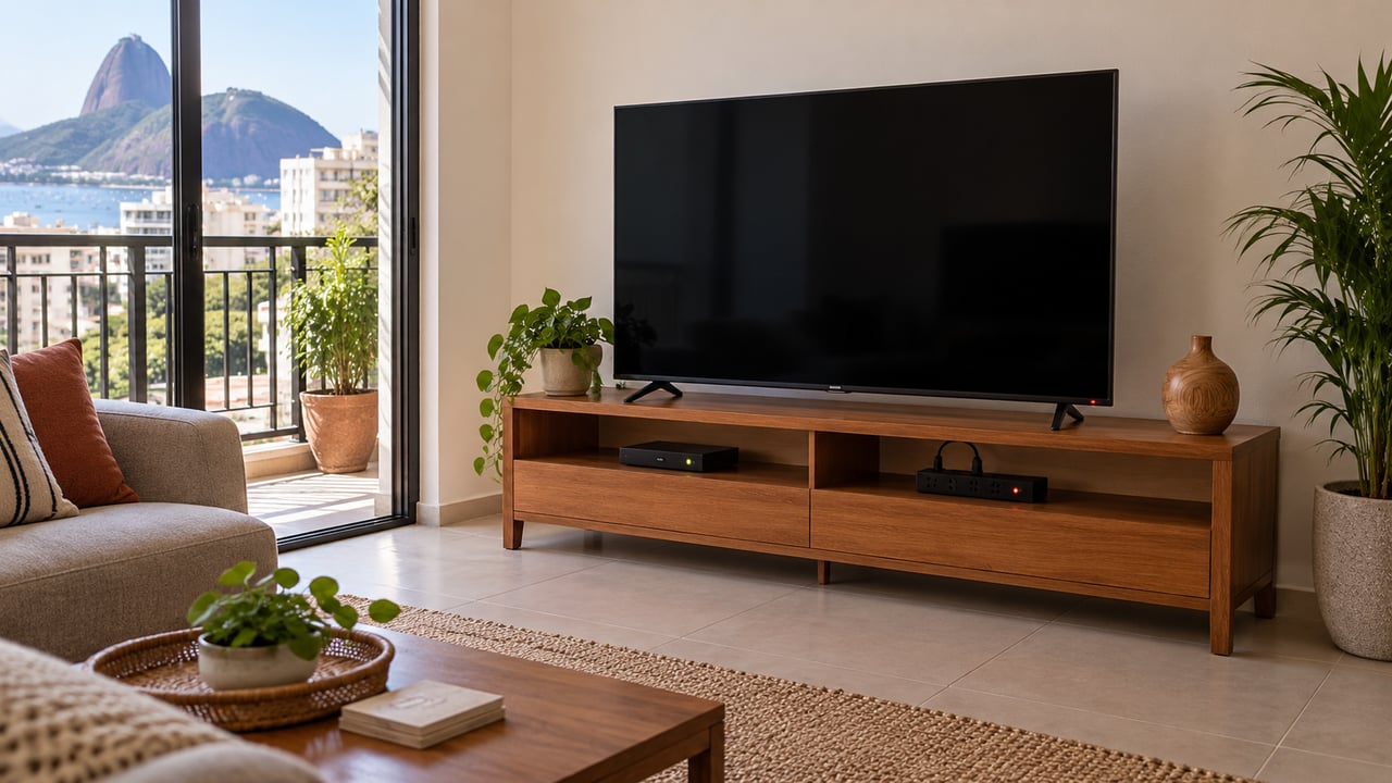 Mesmo com a tela apagada, a TV em espera continua consumindo energia para responder ao controle