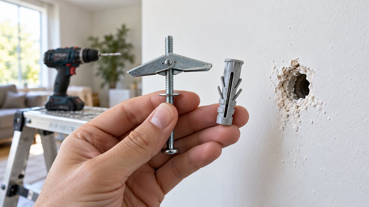 Bucha de alvenaria tende a soltar no drywall; para cargas com braço articulado, a basculante aguenta cerca de 10 kg por ponto