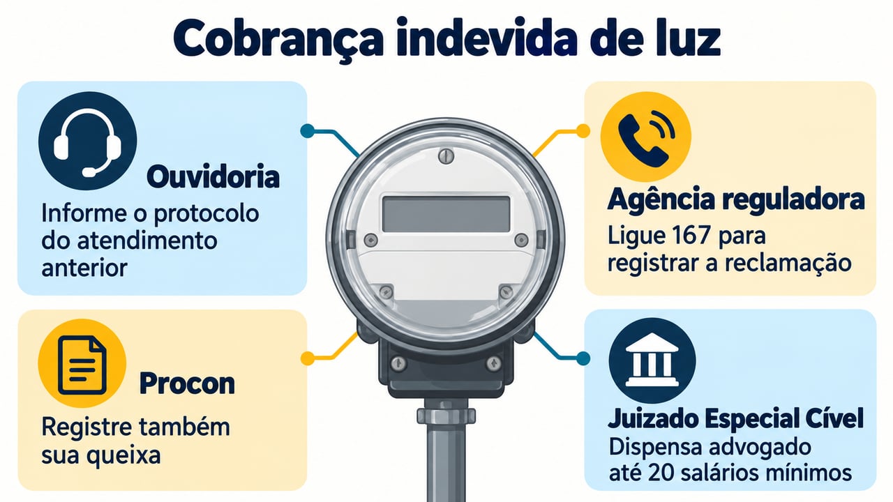 Se a cobrança persistir, registre reclamação na ouvidoria e guarde o protocolo para recorrer a outros canais