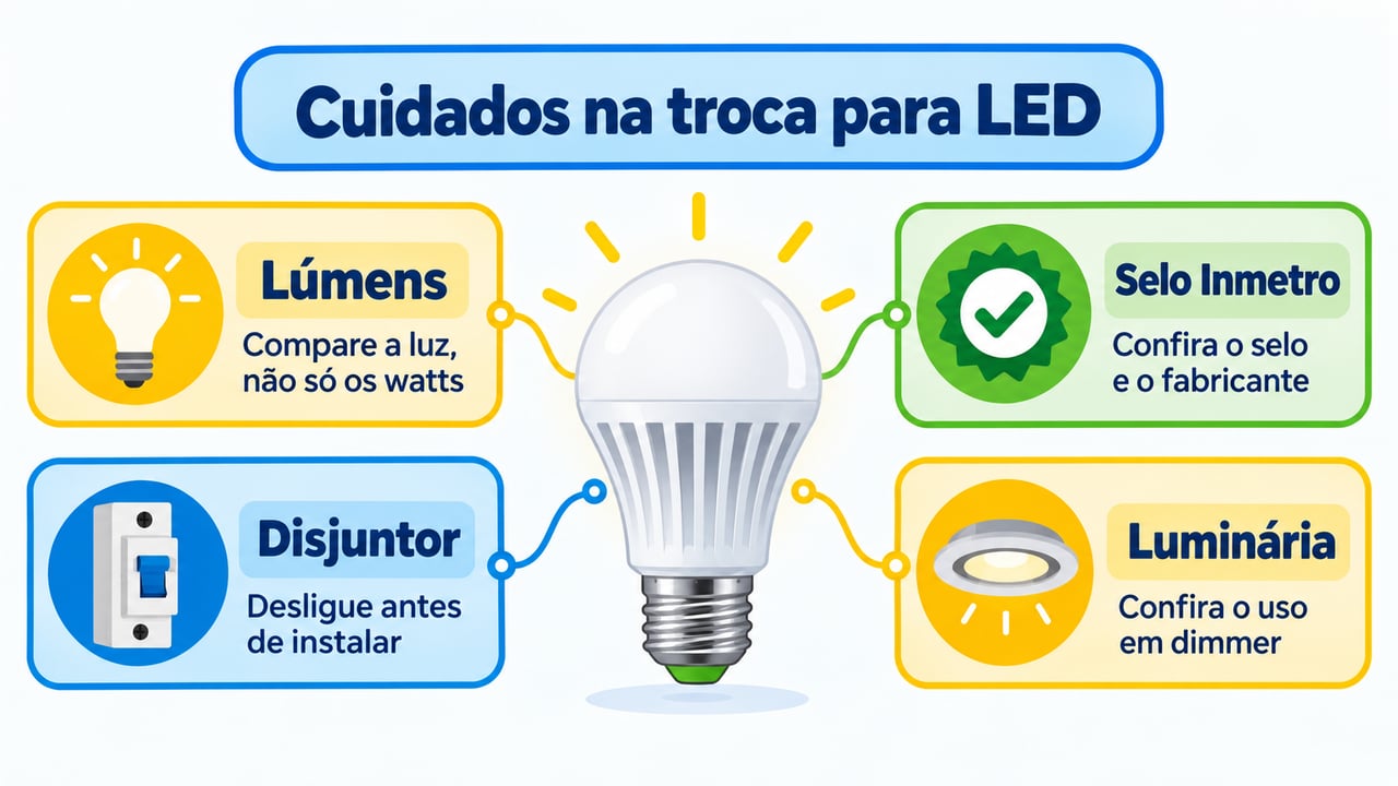 Escolher pelos lúmens e conferir o selo do Inmetro garante que a troca para LED economize de verdade