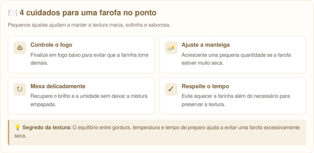 Você prepara farofa do jeito errado: entenda a técnica de acrescentar a farinha aos poucos capaz de transformar uma receita simples em um acompanhamento muito mais saboroso