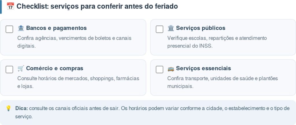 Feriado nacional de 12 de outubro cai na segunda-feira e forma feriadão de 3 dias: bancos, escolas, INSS e repartições públicas fecham em todo o Brasil