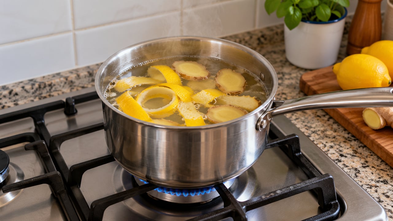Ferver cascas de limão com gengibre perfuma o ambiente, mas não substitui a limpeza