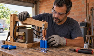A solda ponto une peças metálicas com pulso de corrente alta, mas o improviso caseiro exige cuidado redobrado