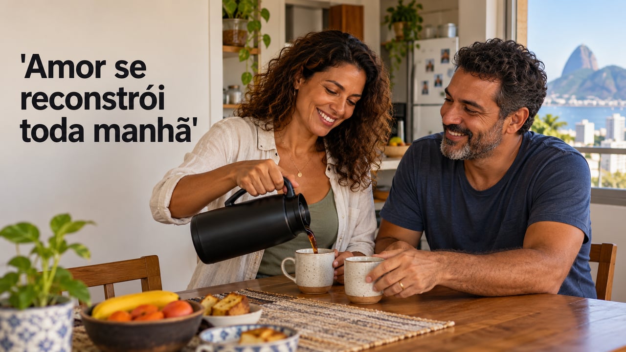 Para o autor, a vida a dois se refaz em gestos pequenos, como o bom-dia e a conversa à mesa do café