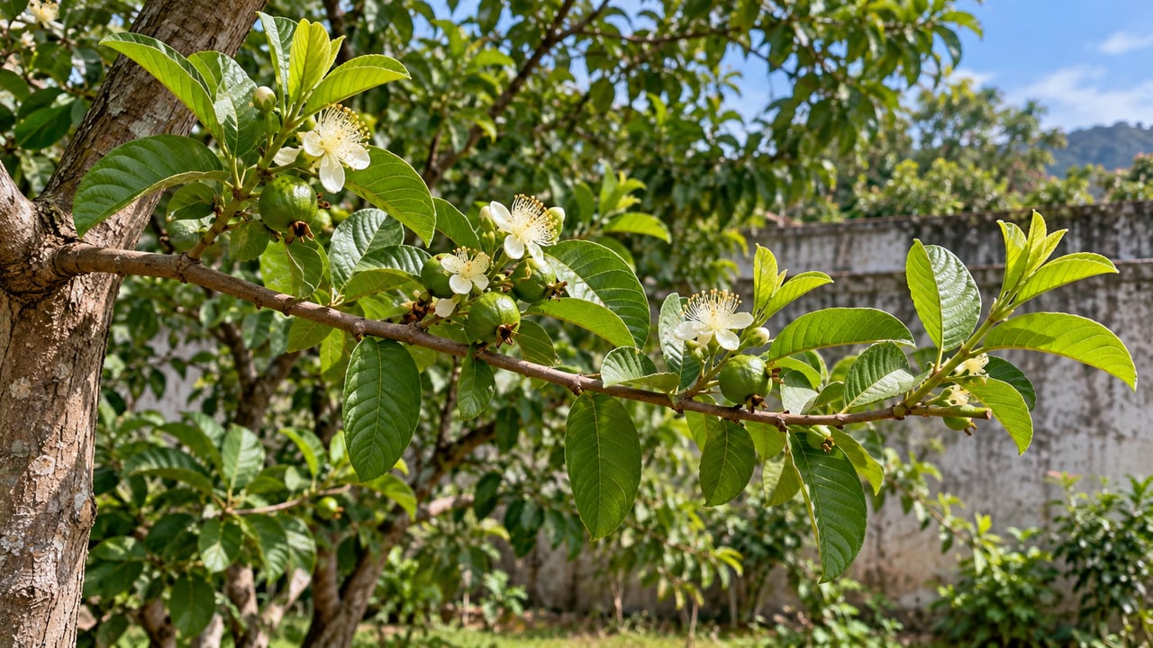 A goiabeira floresce nos brotos novos, e a poda longa favoreceu a brotação no estudo de Pinheiros