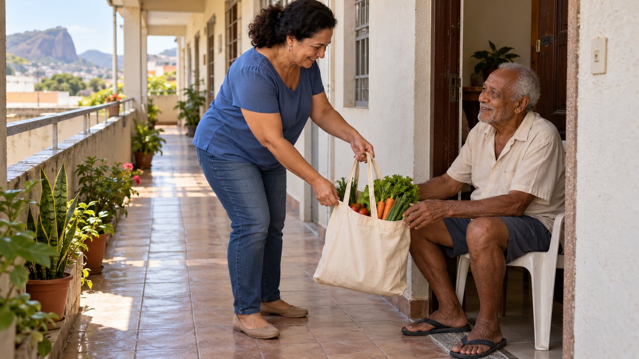 Ajudar um vizinho idoso é uma forma cotidiana de praticar a generosidade