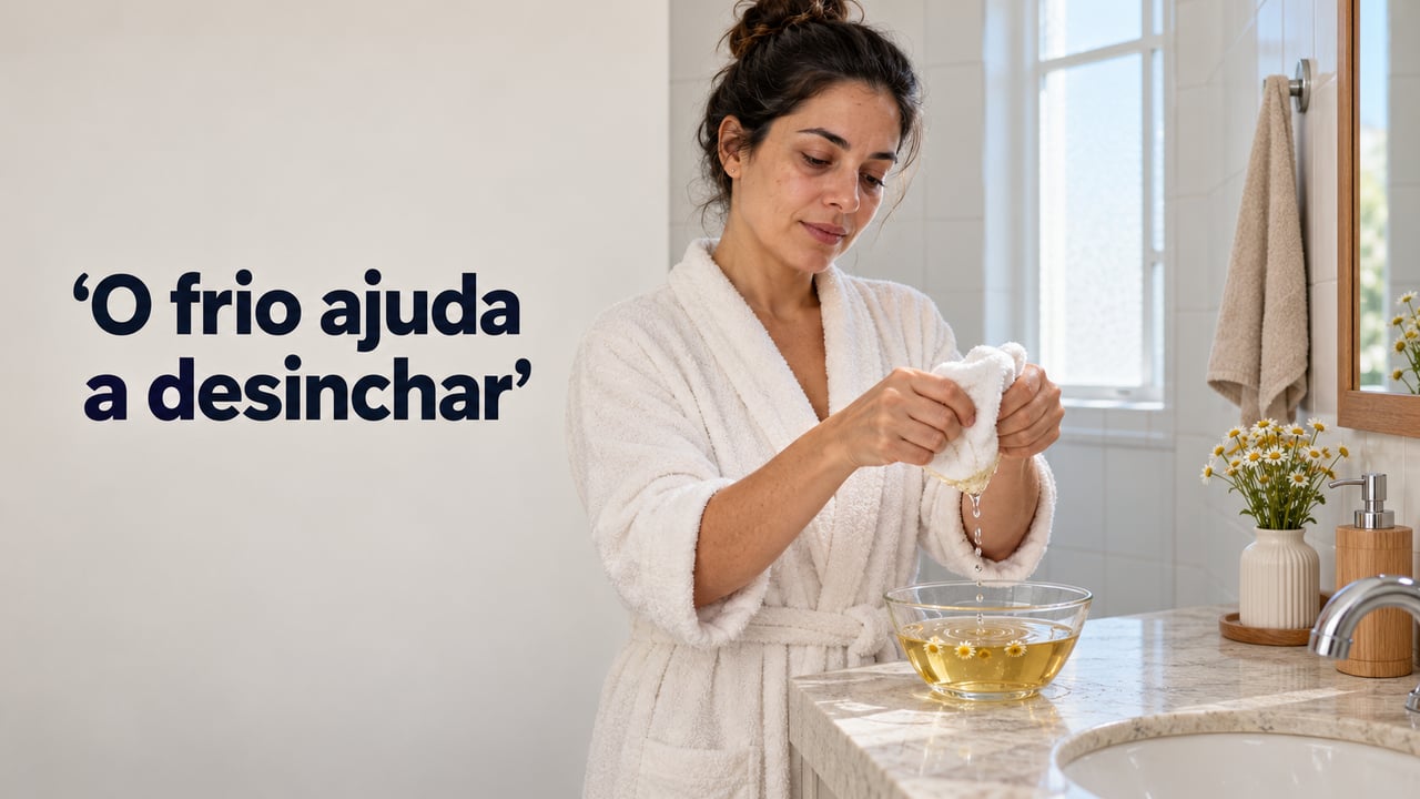 O frio é o principal responsável por reduzir o inchaço, enquanto as evidências sobre a camomila ainda são limitadas