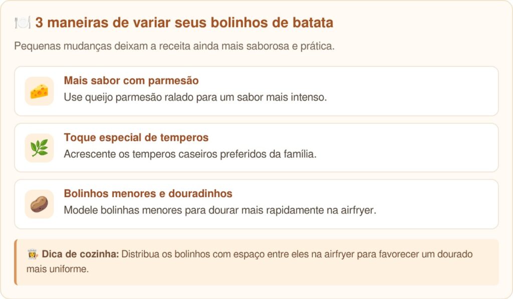 Misture batata cozida, queijo e mais alguns ingredientes para preparar bolinhos dourados na airfryer sem fritura em óleo