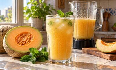 Melão com hortelã batidos ajudam a repor líquidos e dão sensação de frescor nos dias de calor