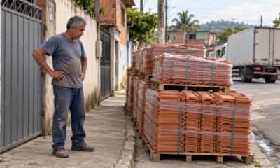 Material de obra deixado na calçada gera multa ao morador apontado como responsável, mesmo quando a loja errou na entrega
