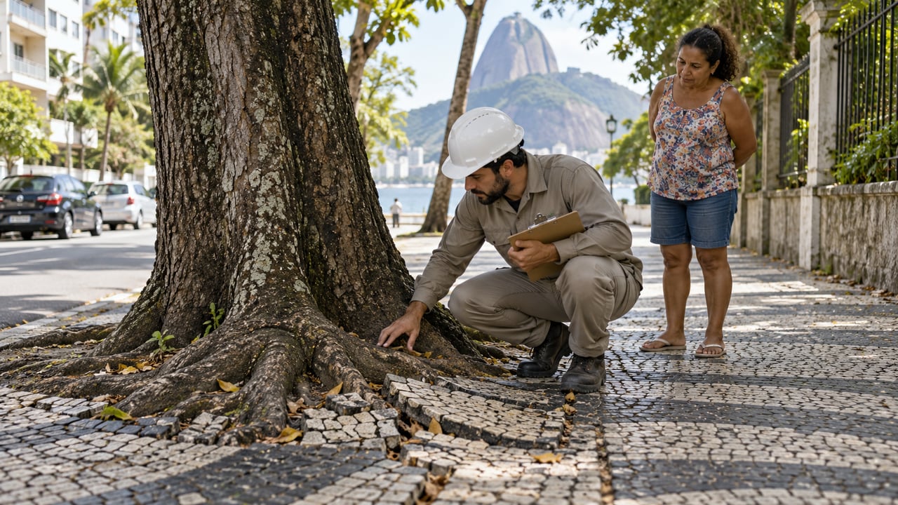 No Rio, a avaliação de árvores em calçadas é feita por engenheiro florestal ou agrônomo da prefeitura, pedida pela Comlurb