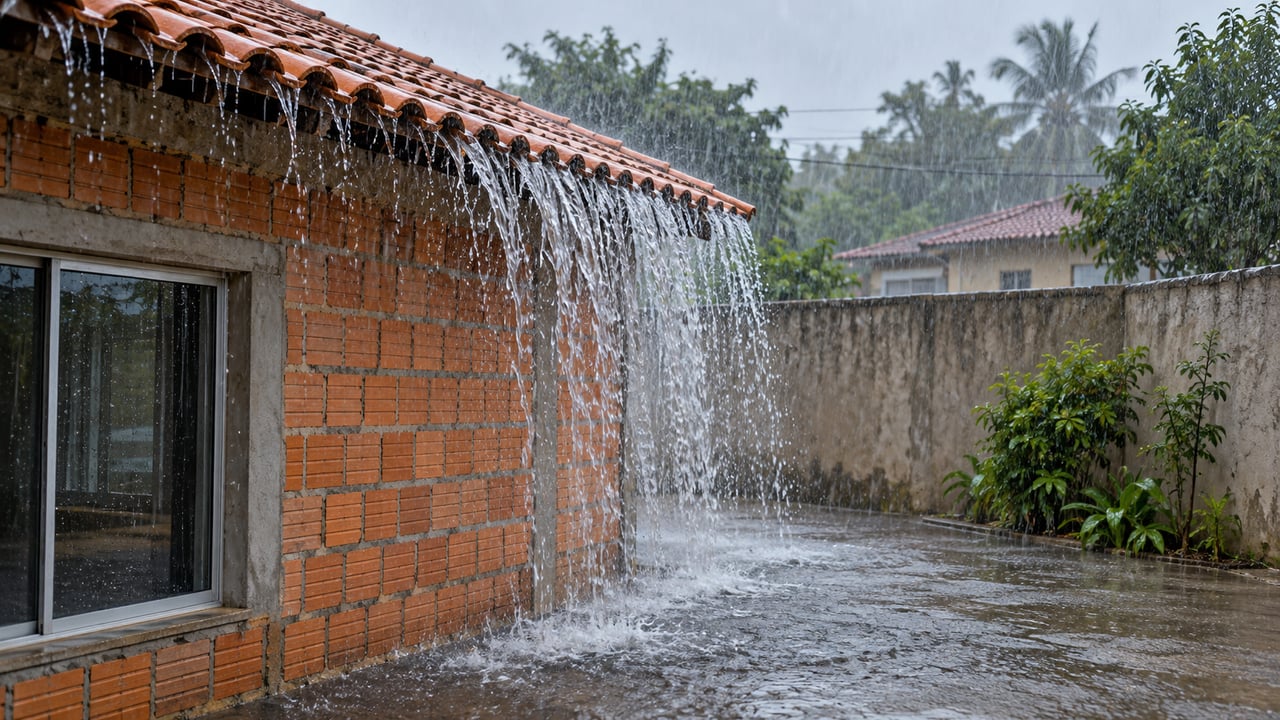O Código Civil proíbe que a construção despeje água da chuva diretamente no imóvel vizinho