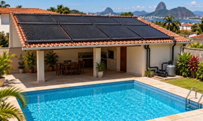 A área dos coletores solares precisa se aproximar da superfície da piscina para compensar as perdas de calor