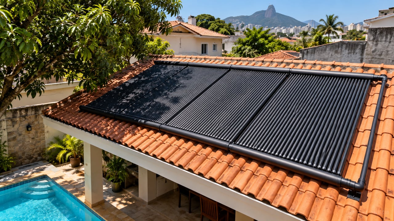 A sombra sobre os coletores pode exigir mais placas para o aquecimento da piscina
