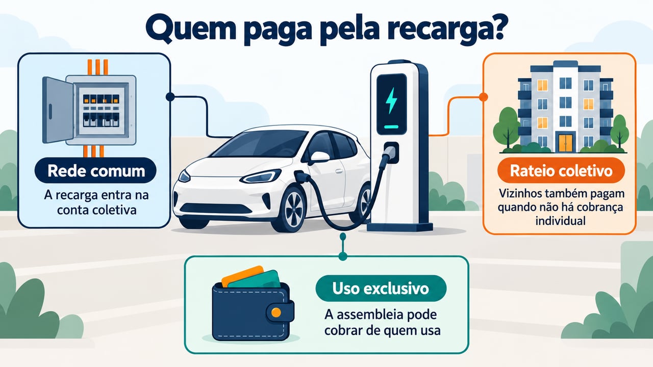 A assembleia pode definir a cobrança da energia de uso exclusivo ao morador que utiliza o carregador