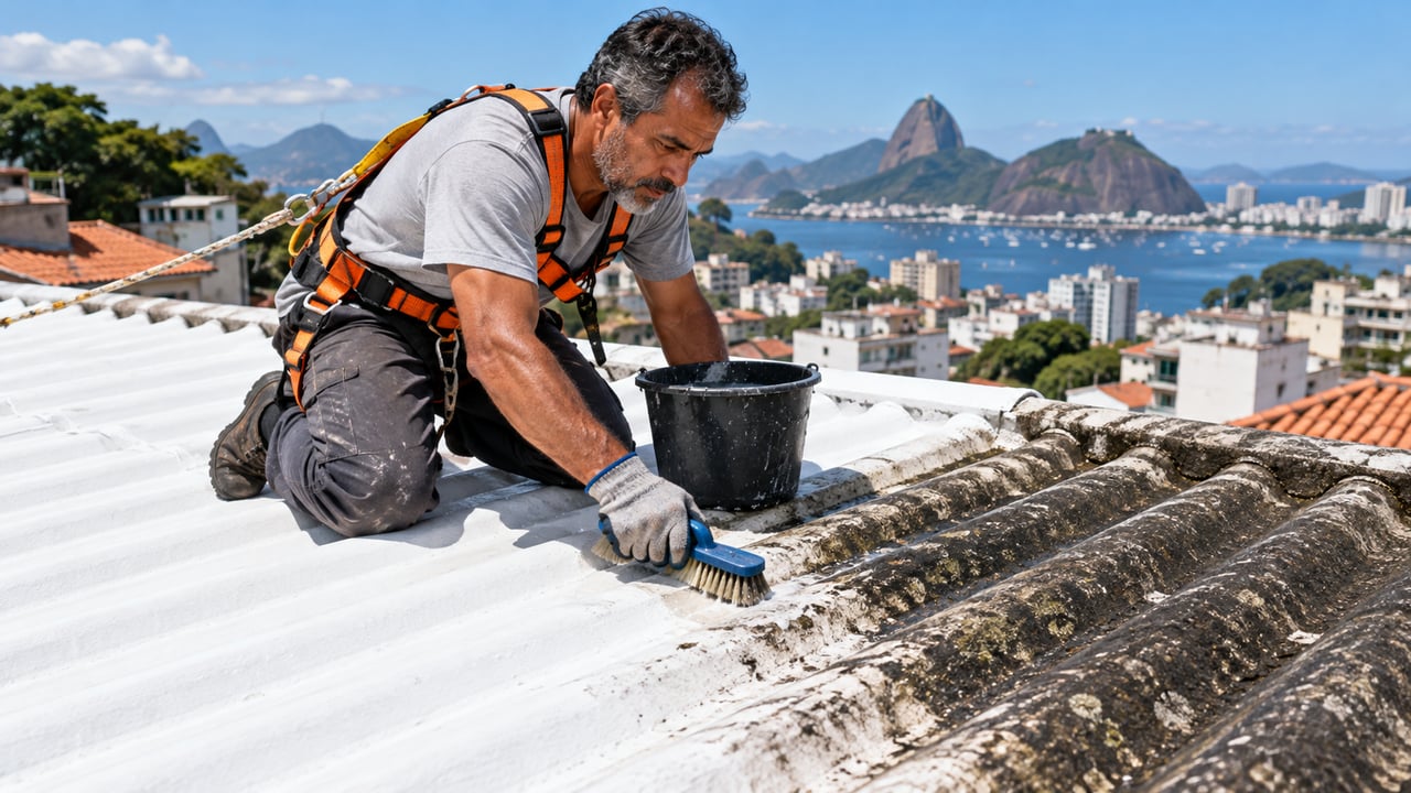 Limpar fungos e repintar quando a cor escurecer mantém o efeito do telhado branco por mais tempo