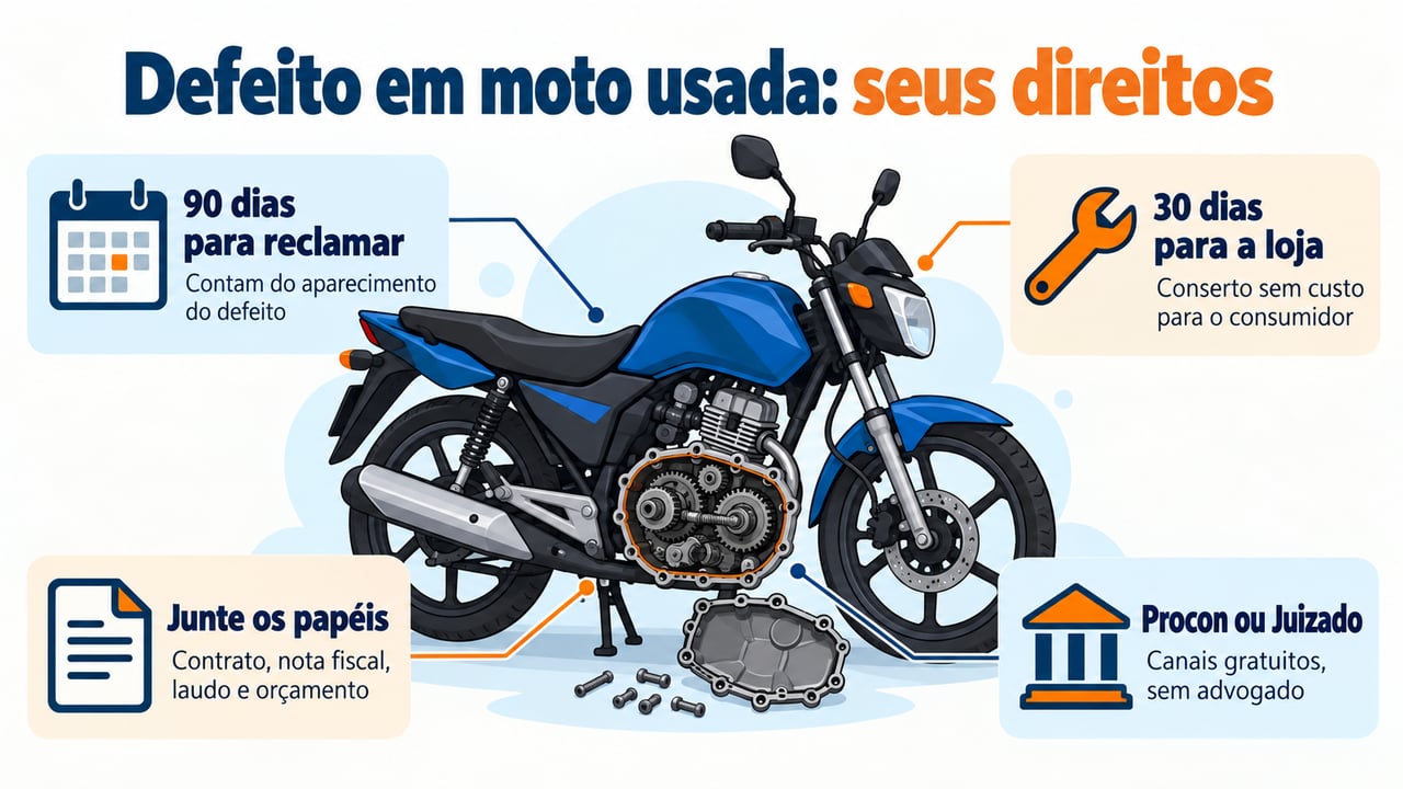 O prazo para reclamar é de 90 dias, e a loja tem 30 dias para consertar sem custo