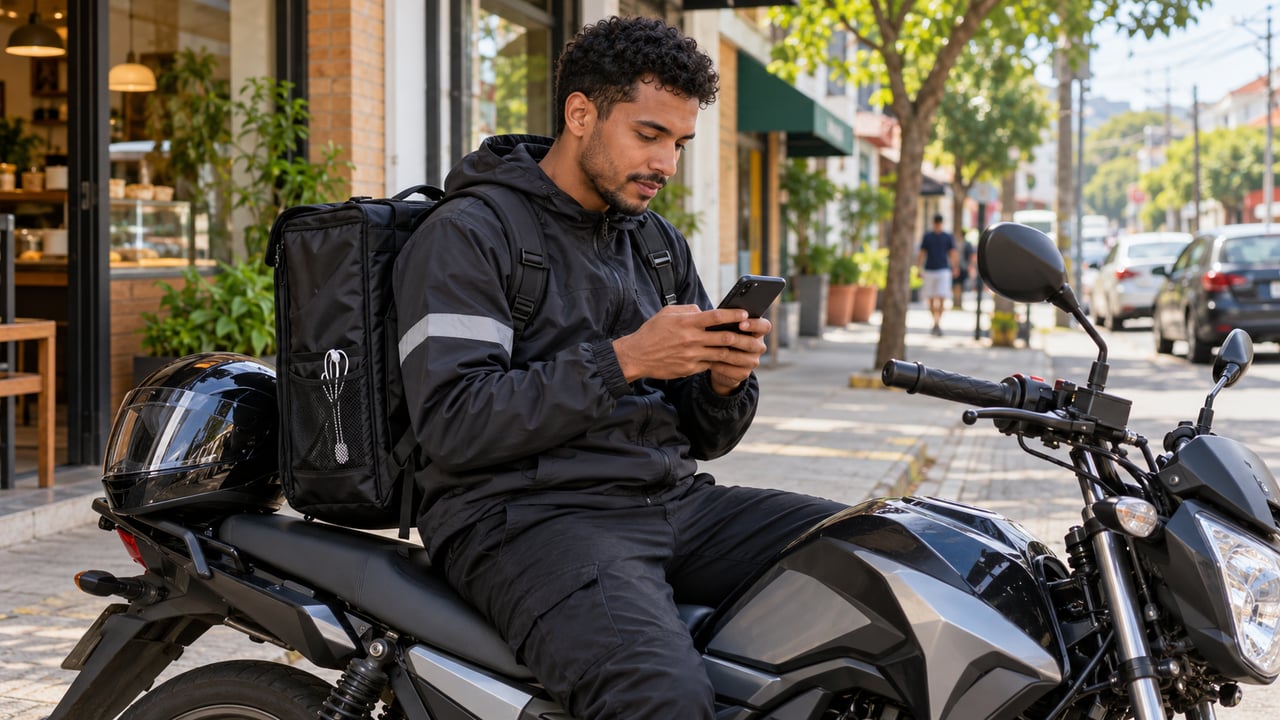 O mais seguro é planejar a rota antes de sair e consultar o mapa só com a moto parada em local permitido