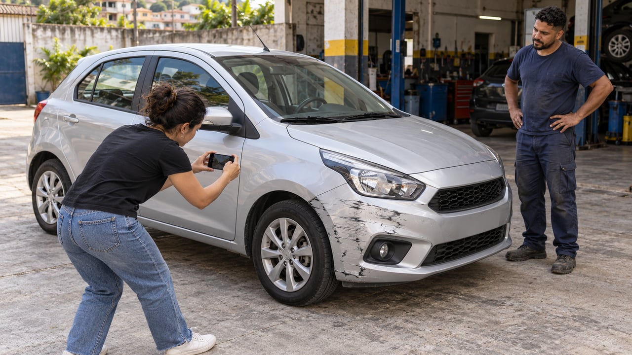 Fotografe a lataria na entrega e confira possíveis danos antes de sair da oficina