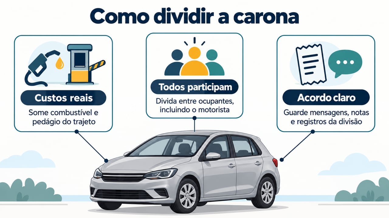 Combustível e pedágio devem ser divididos entre todos os ocupantes, incluindo o motorista