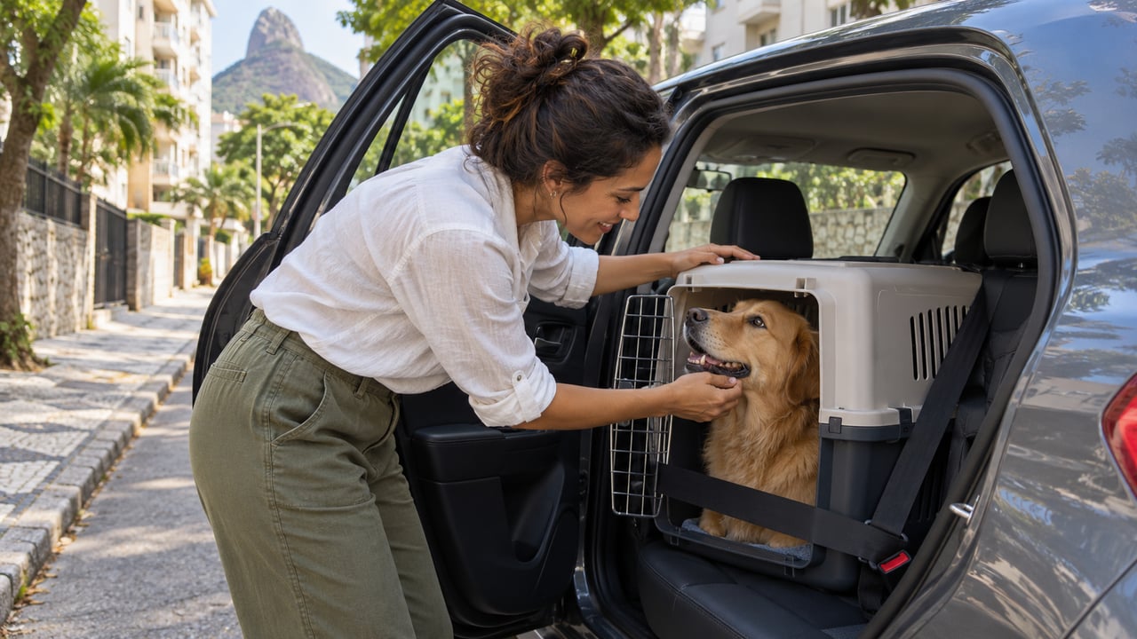 O jeito seguro é acomodar o pet no banco de trás, de preferência em uma caixa de transporte presa ao banco