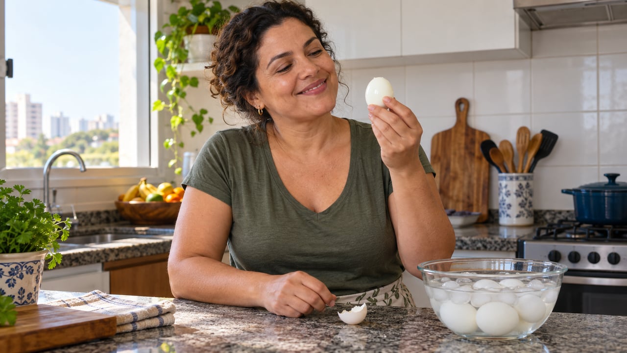 Água fervente no início e banho de gelo no fim fazem a casca do ovo cozido sair inteira, sem sal nem furo