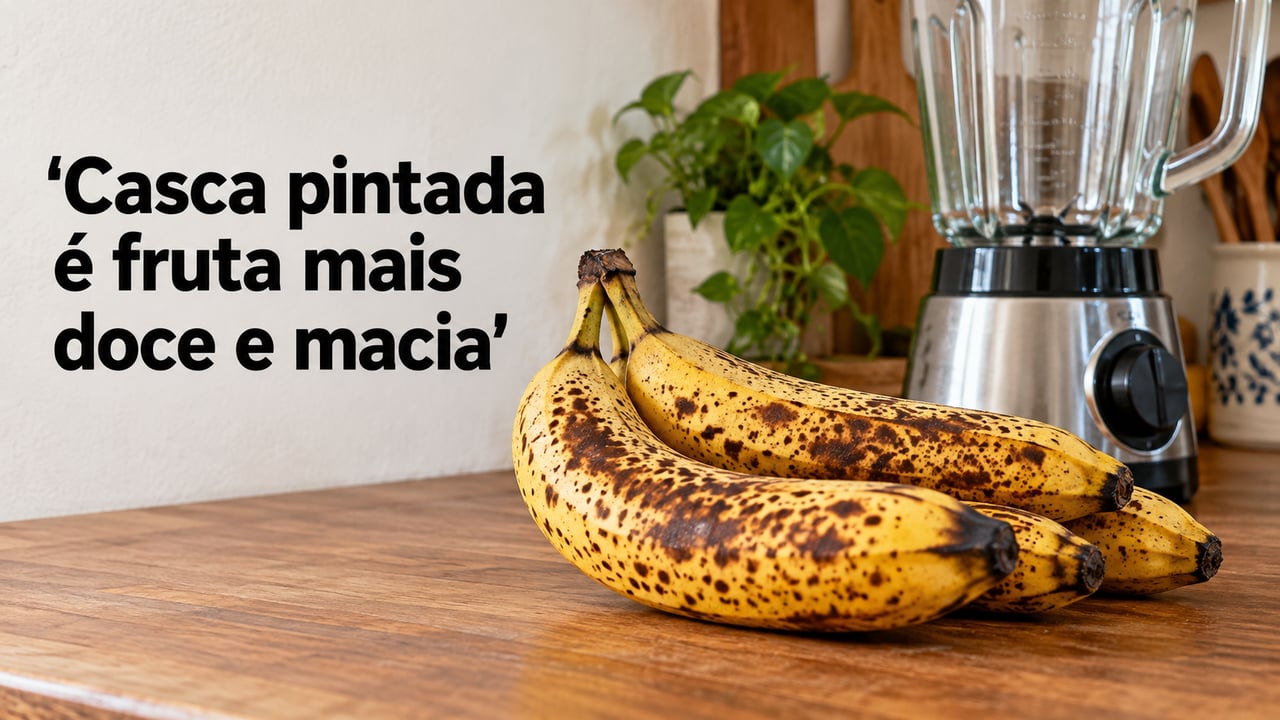 Com o amadurecimento, o amido da banana cai e os açúcares sobem, deixando a fruta mais doce e macia