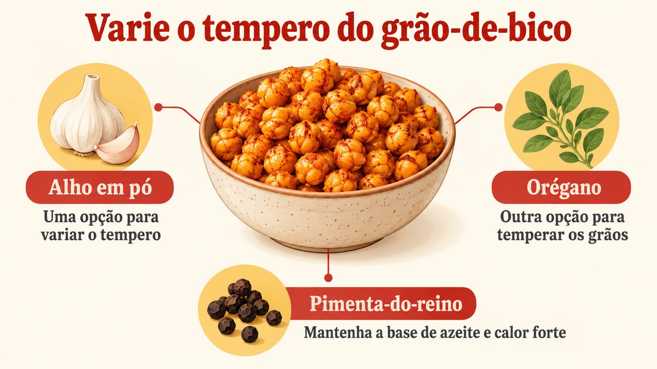 Alho em pó, orégano ou pimenta-do-reino variam o tempero mantendo a base de azeite e calor forte