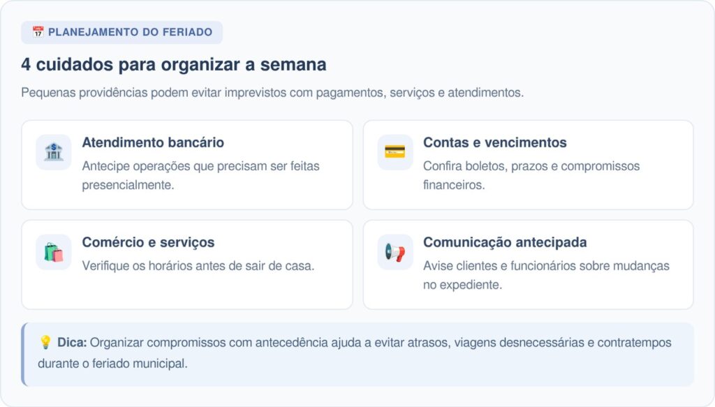 Feriado confirmado para quarta-feira, 21 de outubro, pode alterar o funcionamento de bancos, escolas e repartições públicas