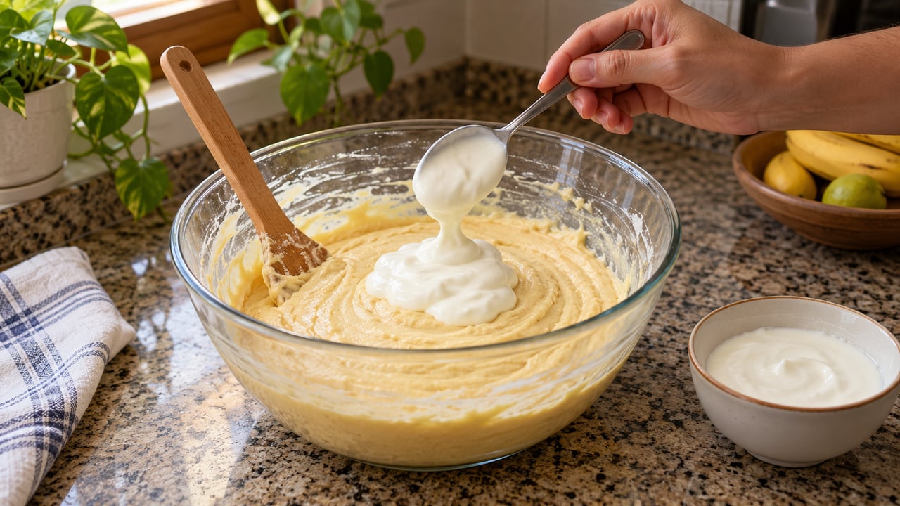 O iogurte natural acrescenta cremosidade e umidade sem diluir a massa como o excesso de leite