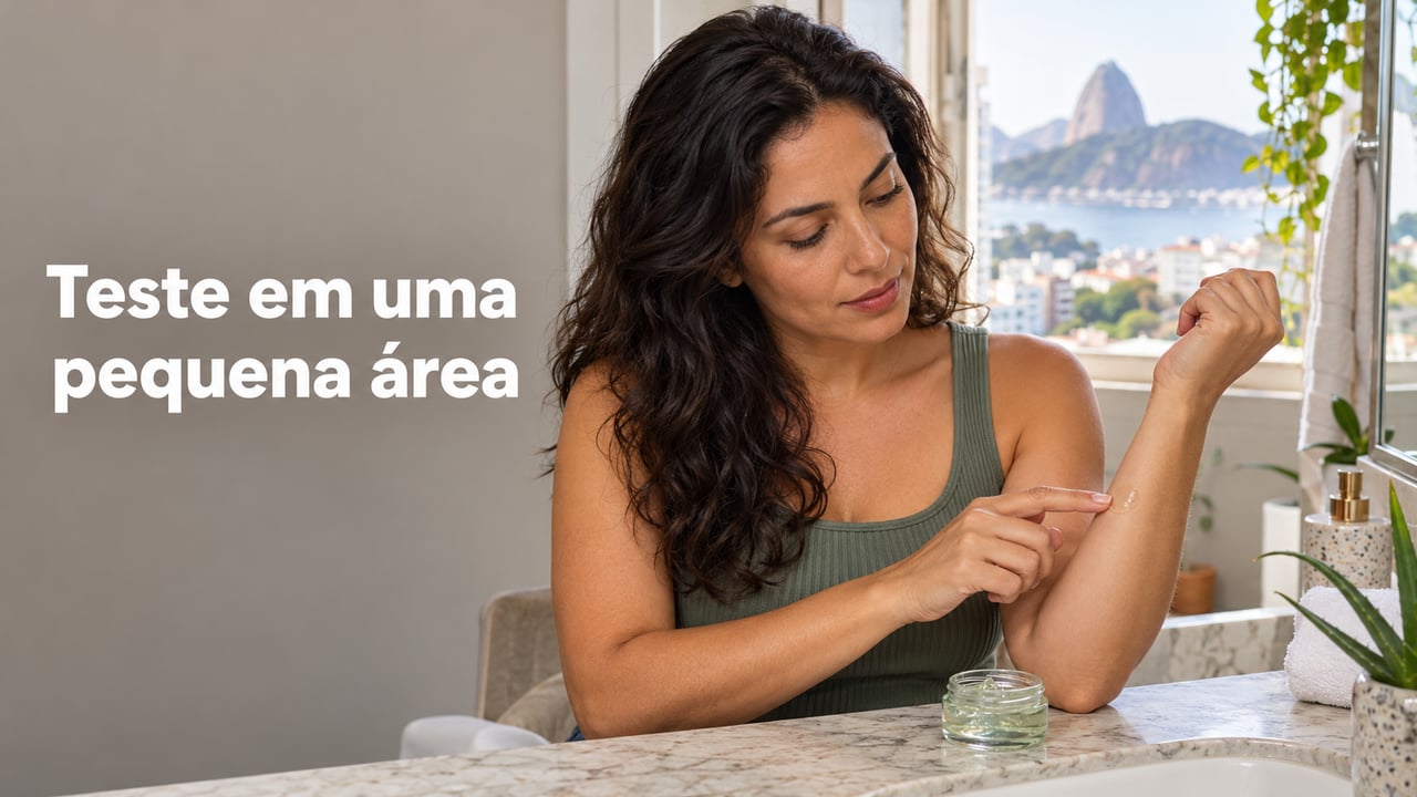 Teste o gel em uma pequena área e observe a reação antes de espalhar pelo corpo