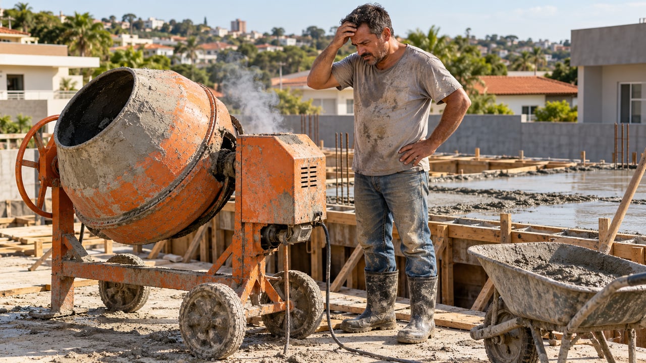 Motor queimado no meio da concretagem pode deixar junta fria no concreto e exige avisar o responsável técnico na hora