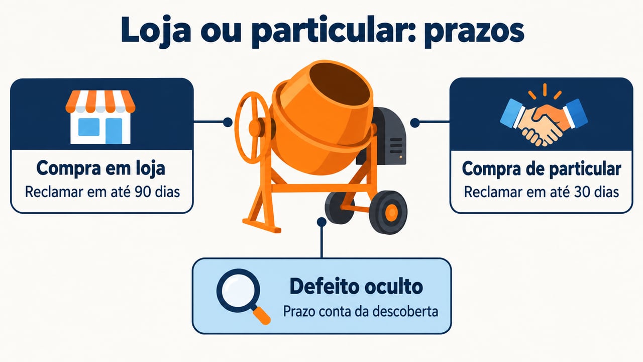 Compra em loja dá 90 dias para reclamar, e no particular o prazo é de 30 dias da entrega