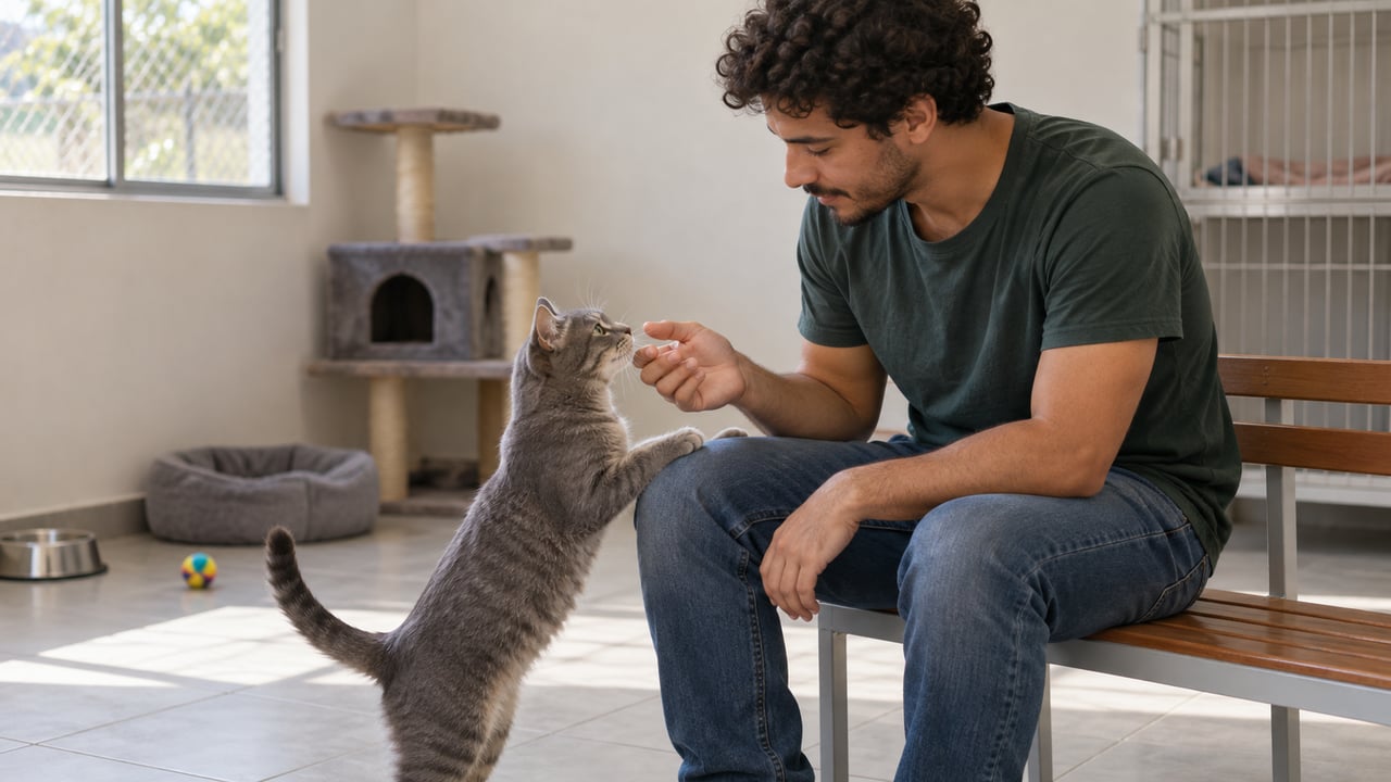 Gatos de abrigo e de casa passam mais tempo perto de pessoas atentas, e a interação vale mais que a comida