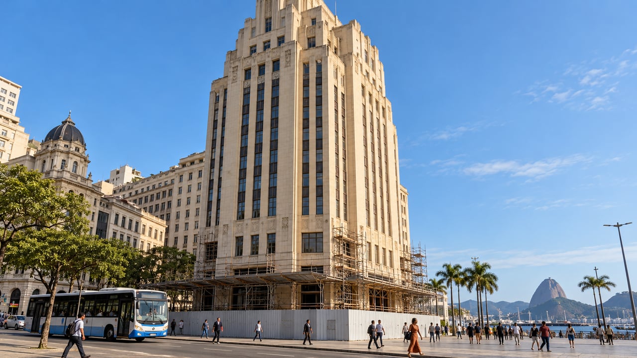 O Edifício A Noite, com 22 andares e 102 metros, passa por retrofit na Praça Mauá após anos fechado