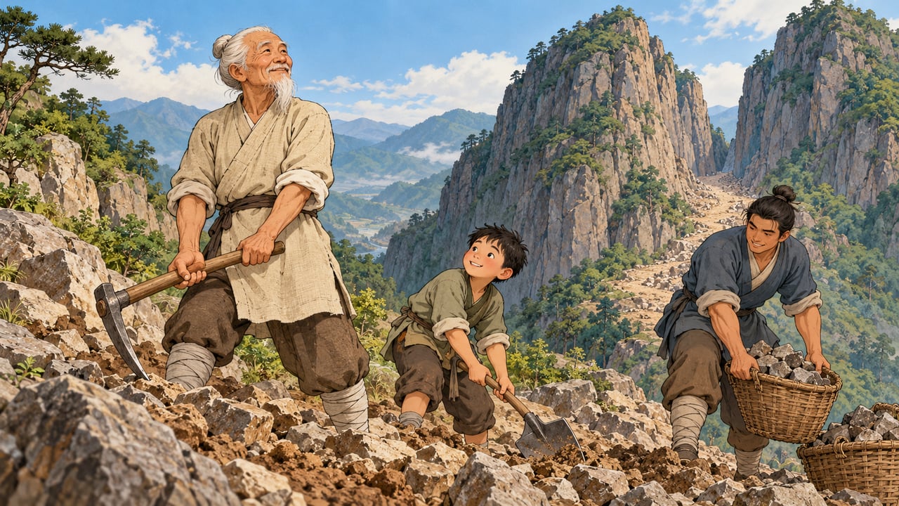 Na parábola de Yu Gong, um homem de quase 90 anos decide abrir caminho entre duas montanhas
